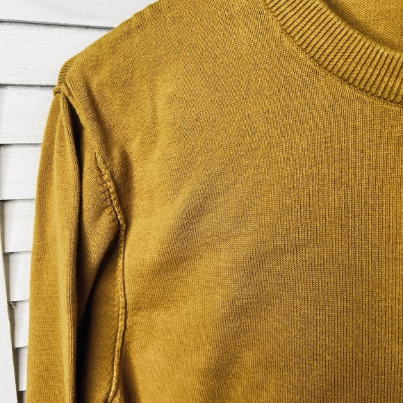 Vintage John Bartlett Consensus Sweater Men's Sz Lg Dk Yellow "inside out hems" - Picture 2 of 6